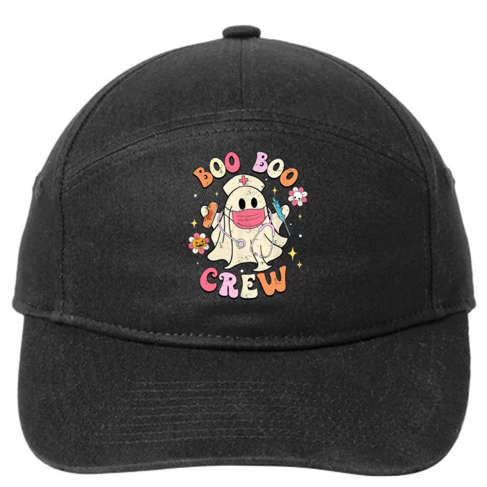 Boo Boo Crew Halloween Ghost Nurse Groovy 7-Panel Snapback Hat