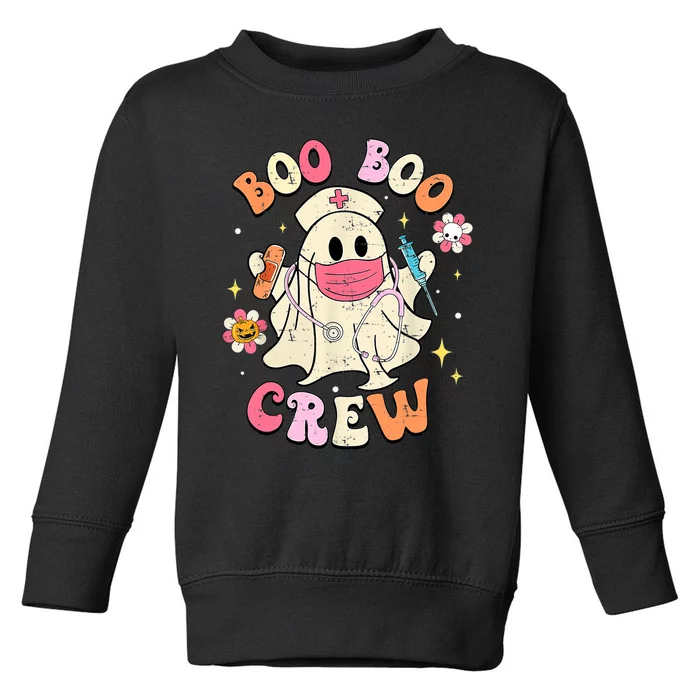 Boo Boo Crew Halloween Ghost Nurse Groovy Toddler Sweatshirt