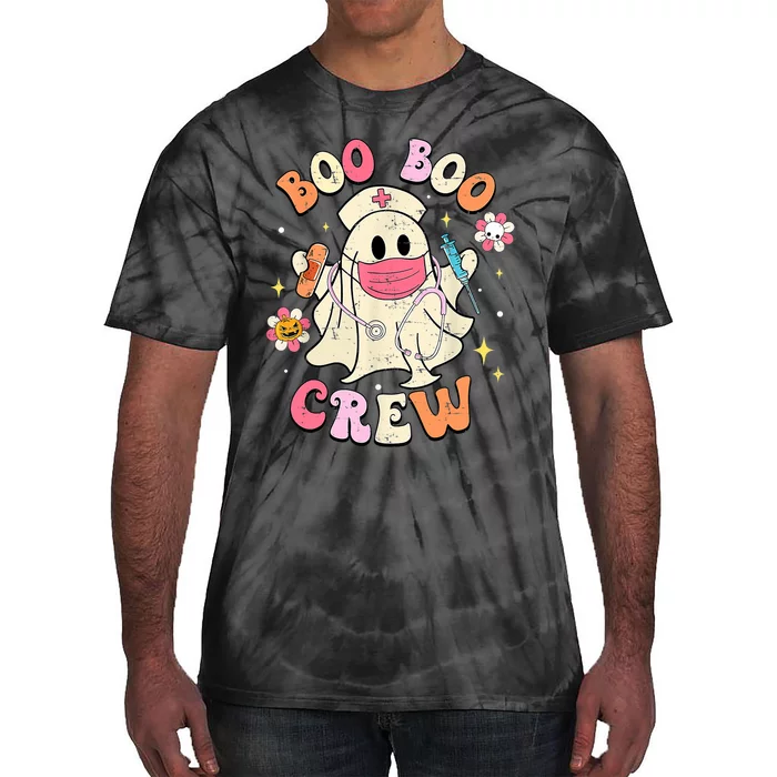 Boo Boo Crew Halloween Ghost Nurse Groovy Tie-Dye T-Shirt