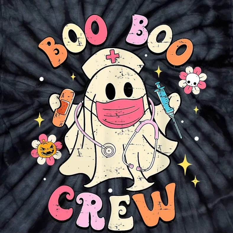 Boo Boo Crew Halloween Ghost Nurse Groovy Tie-Dye T-Shirt