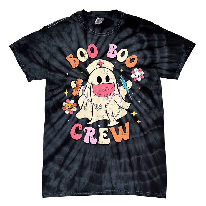 Boo Boo Crew Halloween Ghost Nurse Groovy Tie-Dye T-Shirt