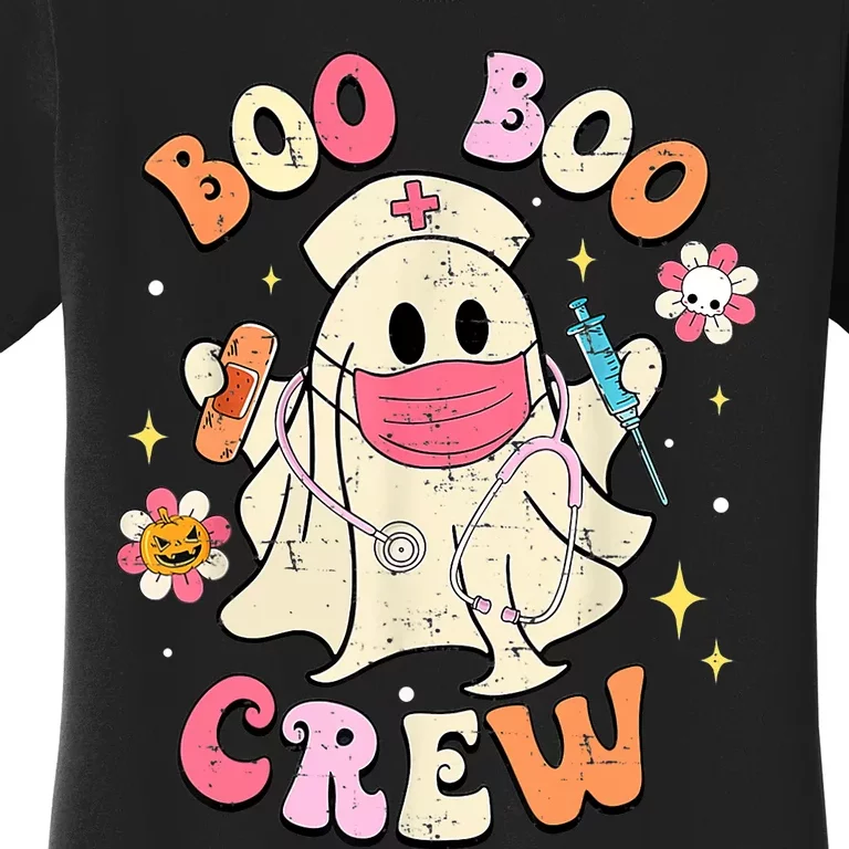 Boo Boo Crew Halloween Ghost Nurse Groovy Women's T-Shirt