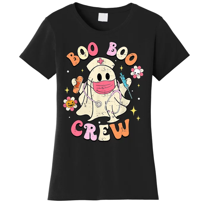 Boo Boo Crew Halloween Ghost Nurse Groovy Women's T-Shirt