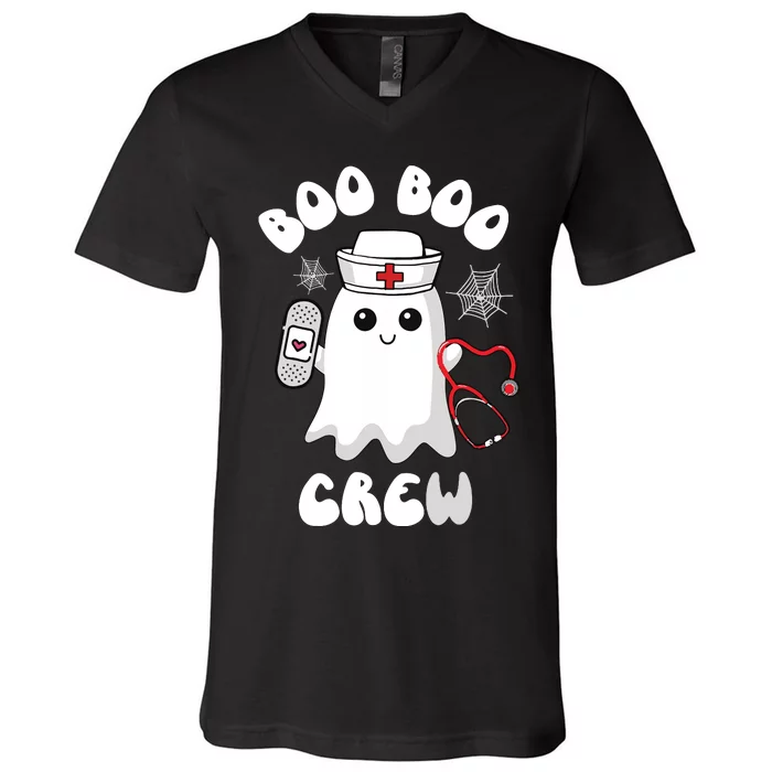 Boo Boo Crew Cute Nurse Ghost Funny Halloween V-Neck T-Shirt