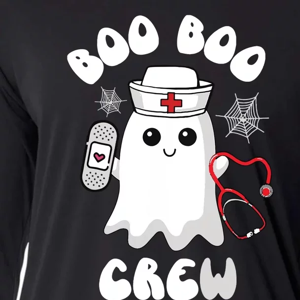 Boo Boo Crew Cute Nurse Ghost Funny Halloween Cooling Performance Long Sleeve Crew