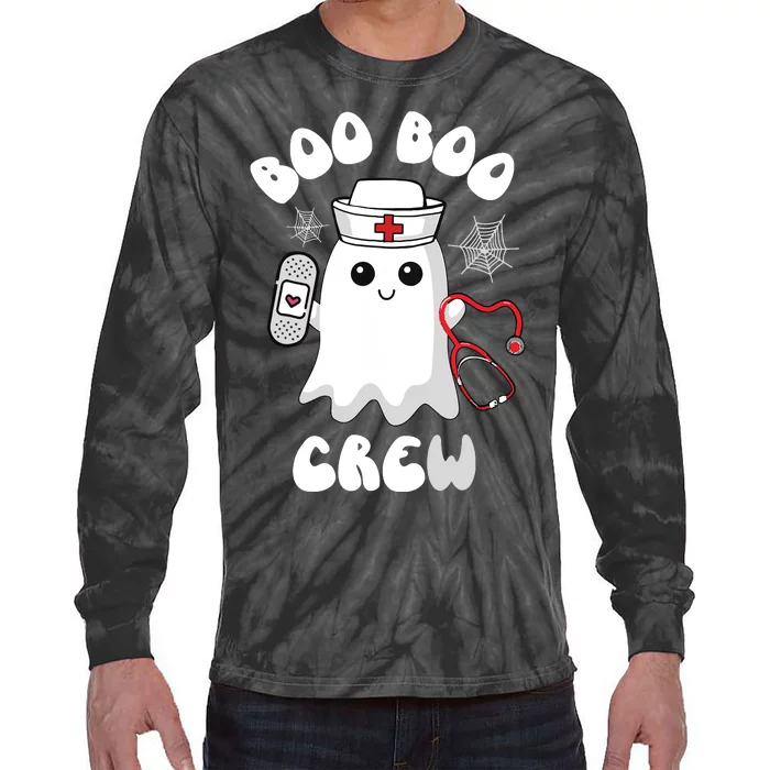 Boo Boo Crew Cute Nurse Ghost Funny Halloween Tie-Dye Long Sleeve Shirt