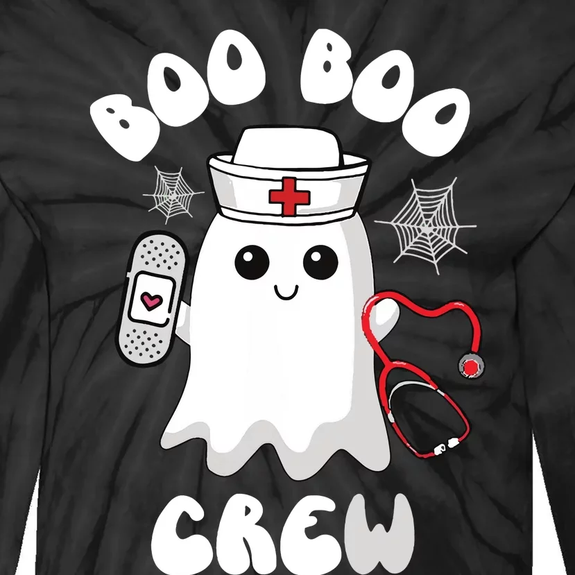 Boo Boo Crew Cute Nurse Ghost Funny Halloween Tie-Dye Long Sleeve Shirt