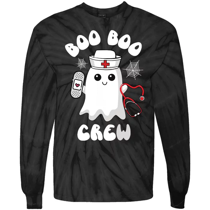 Boo Boo Crew Cute Nurse Ghost Funny Halloween Tie-Dye Long Sleeve Shirt