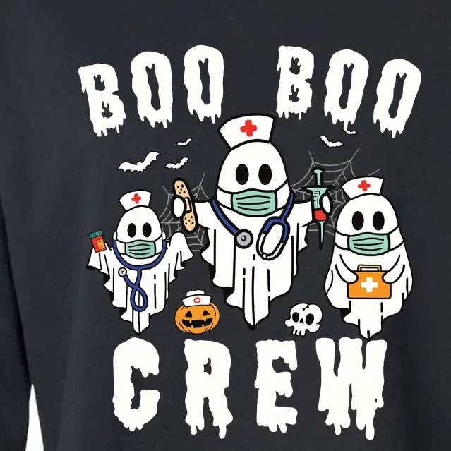 Boo Boo Crew Ghost Halloween Paramedic Nurse Rn Er Nicu Lpn Cropped Pullover Crew