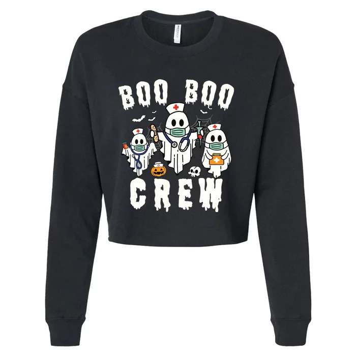 Boo Boo Crew Ghost Halloween Paramedic Nurse Rn Er Nicu Lpn Cropped Pullover Crew