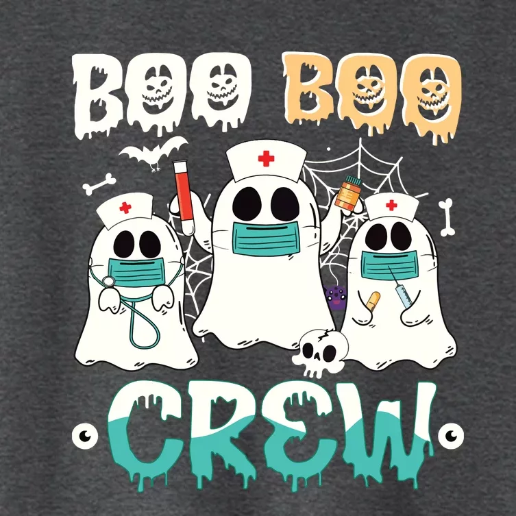 Boo Boo Crew Nurse Halloween Ghost Costume Women's Crop Top Tee