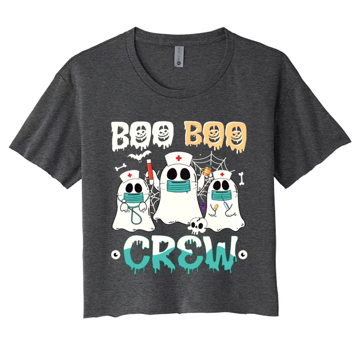 Boo Boo Crew Nurse Halloween Ghost Costume Women's Crop Top Tee