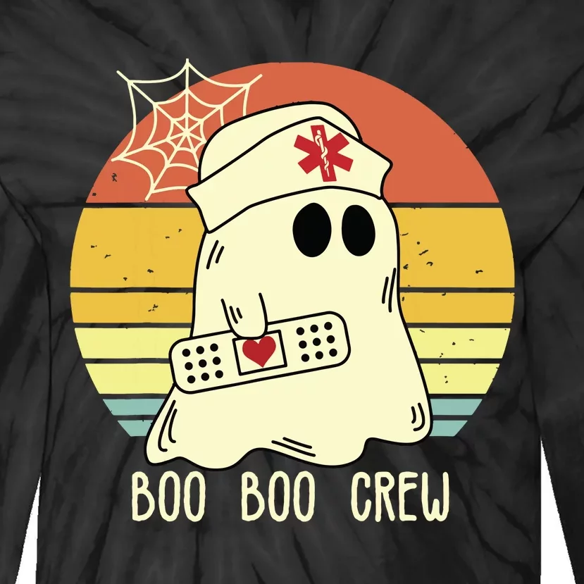 Boo Boo Crew Nurse Shirts Halloween Nurse Tie-Dye Long Sleeve Shirt