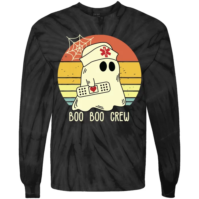 Boo Boo Crew Nurse Shirts Halloween Nurse Tie-Dye Long Sleeve Shirt