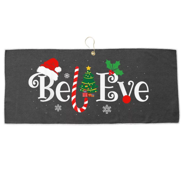 BEST BELIEVE CHRISTMAS PAJAMA SHIRT EVER Xmas Family Funny Large Microfiber Waffle Golf Towel