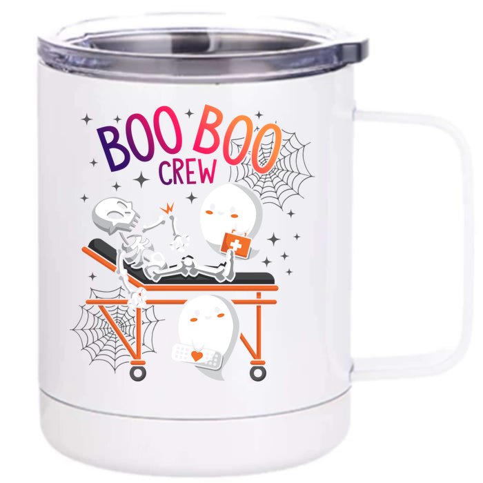 Boo Boo Crew Ghost Doctor Paramedic Emt Nurse Halloween Gift Front & Back 12oz Stainless Steel Tumbler Cup