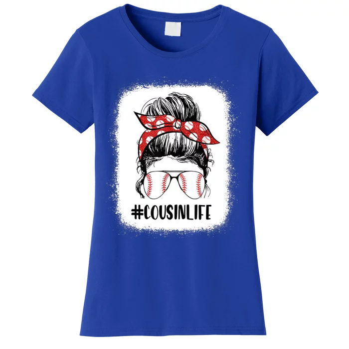 Bleached Baseball Cousin Life Messy Bun Mothers Day Gift Women's T-Shirt