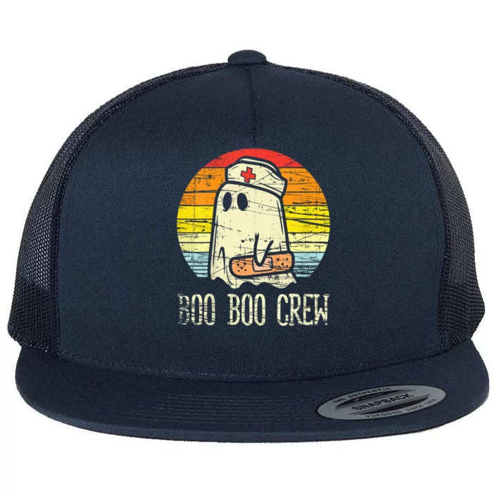 Boo Boo Crew Nurse Halloween Nurses Rn Ghost Gift Flat Bill Trucker Hat