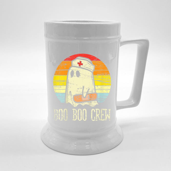 Boo Boo Crew Nurse Halloween Nurses Rn Ghost Gift Front & Back Beer Stein