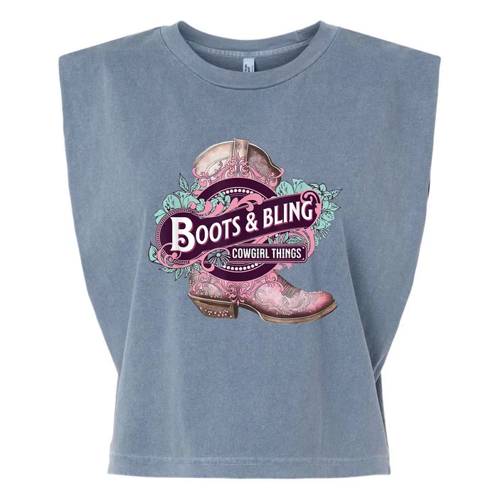 Boots & Bling Cowgirl Things Cute Western Country Rodeo Garment-Dyed Women's Muscle Tee