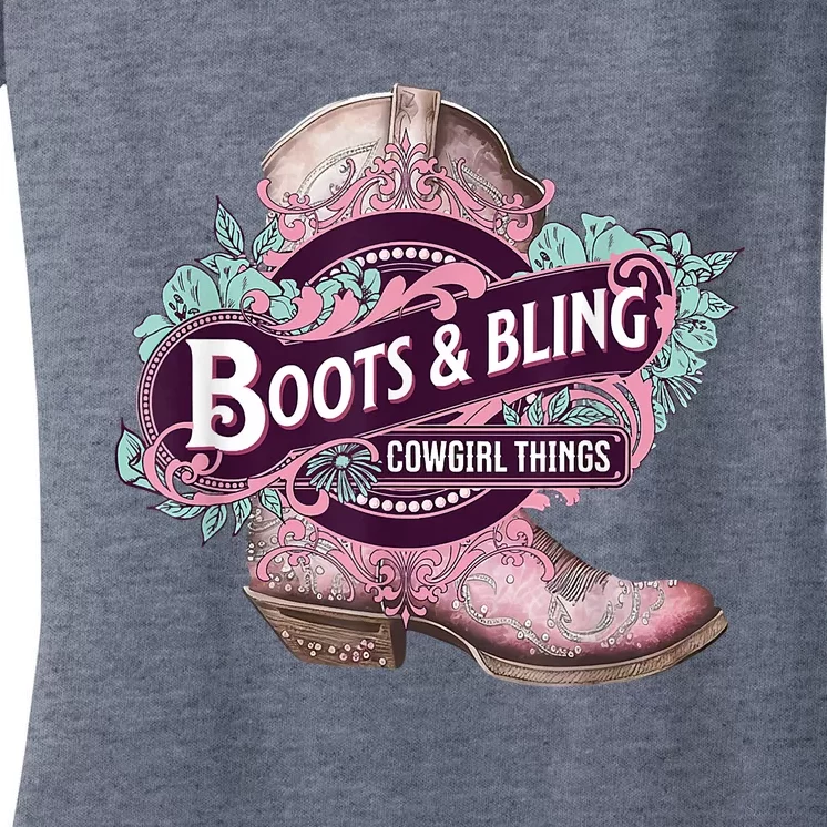 Boots & Bling Cowgirl Things Cute Western Country Rodeo Women's V-Neck T-Shirt