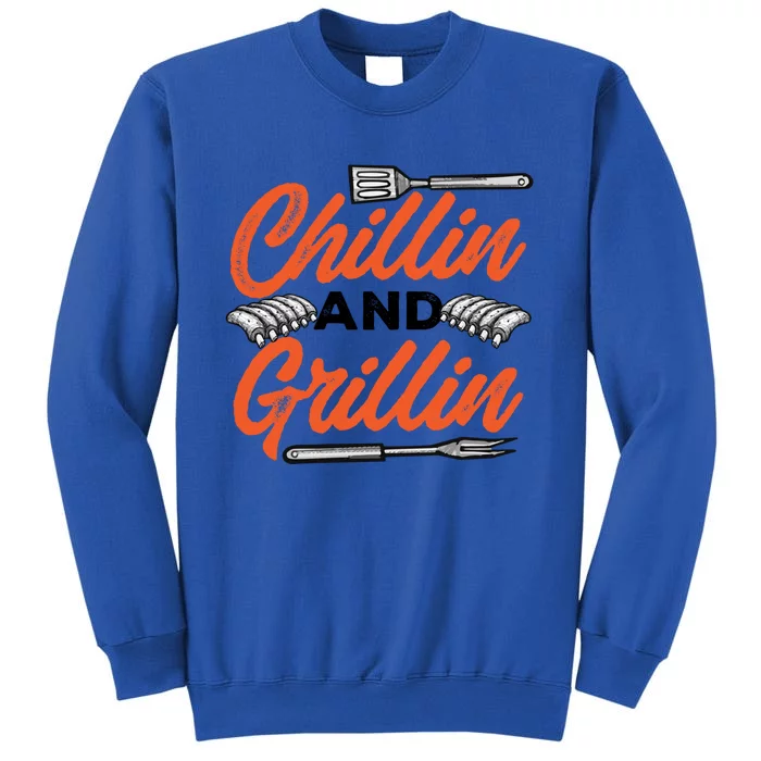 Bbq Barbeque Chillin And Grillin Funny Gift Tall Sweatshirt