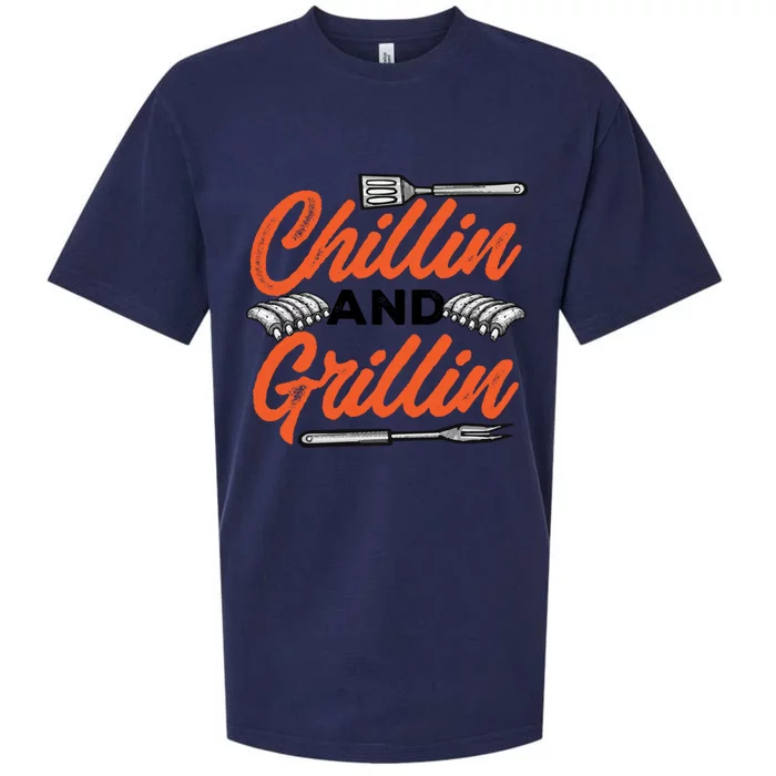 Bbq Barbeque Chillin And Grillin Funny Gift Sueded Cloud Jersey T-Shirt