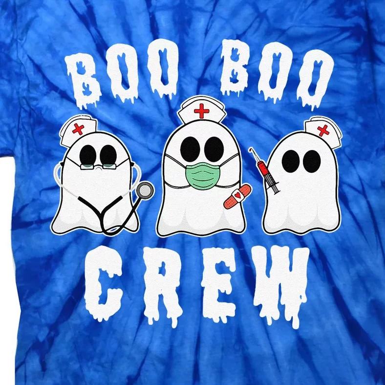 Boo Boo Crew Funny Nurse Halloween Ghost Costume Tie-Dye T-Shirt