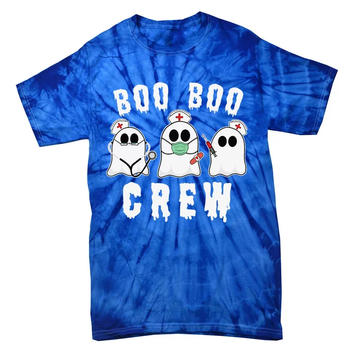 Boo Boo Crew Funny Nurse Halloween Ghost Costume Tie-Dye T-Shirt