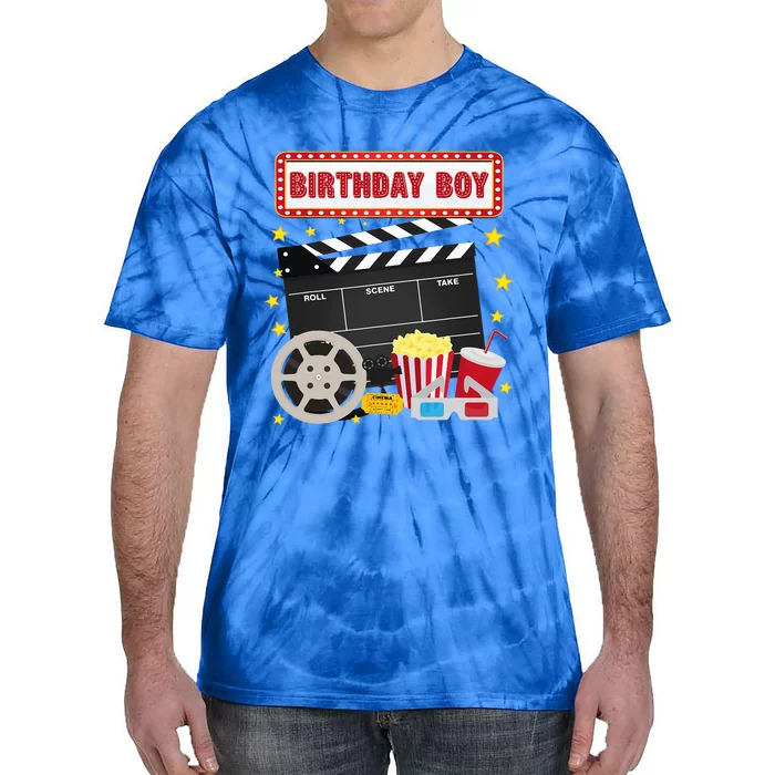 Birthday Boy Crew Movie Night Theme Matching Party Tie-Dye T-Shirt