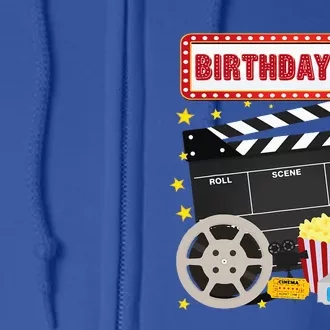 Birthday Boy Crew Movie Night Theme Matching Party Full Zip Hoodie