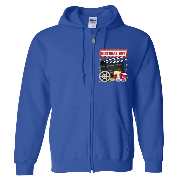 Birthday Boy Crew Movie Night Theme Matching Party Full Zip Hoodie