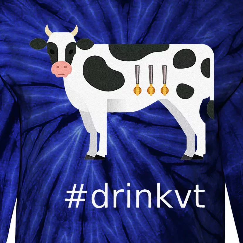 Beer Brew Cow Drinkvt Tie-Dye Long Sleeve Shirt