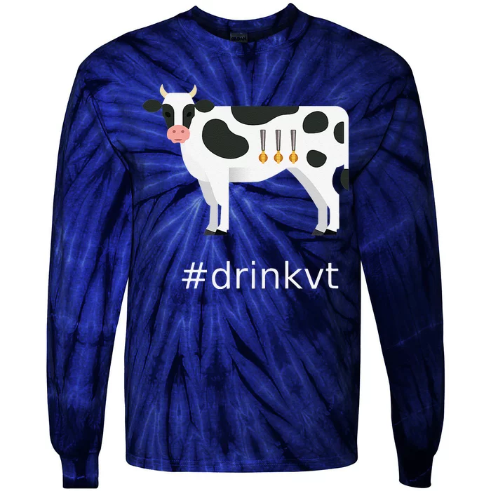 Beer Brew Cow Drinkvt Tie-Dye Long Sleeve Shirt