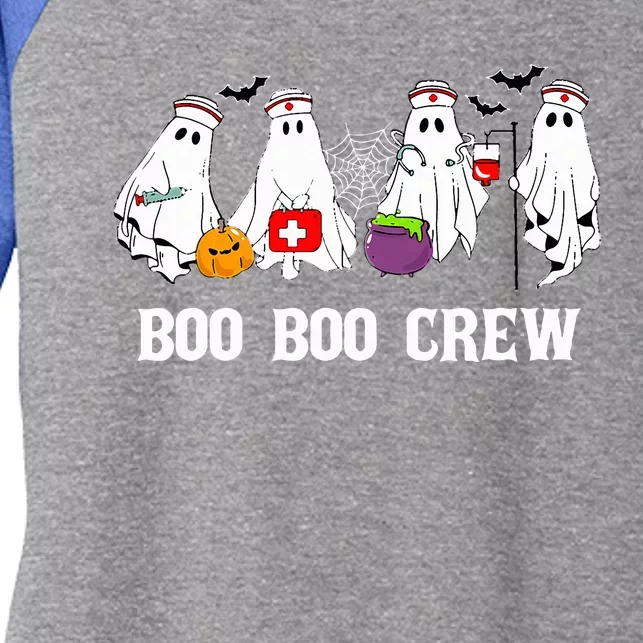 Boo Boo Crew Nurse Funny Ghost Halloween Nursing Women's Tri-Blend 3/4-Sleeve Raglan Shirt