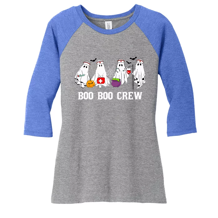 Boo Boo Crew Nurse Funny Ghost Halloween Nursing Women's Tri-Blend 3/4-Sleeve Raglan Shirt