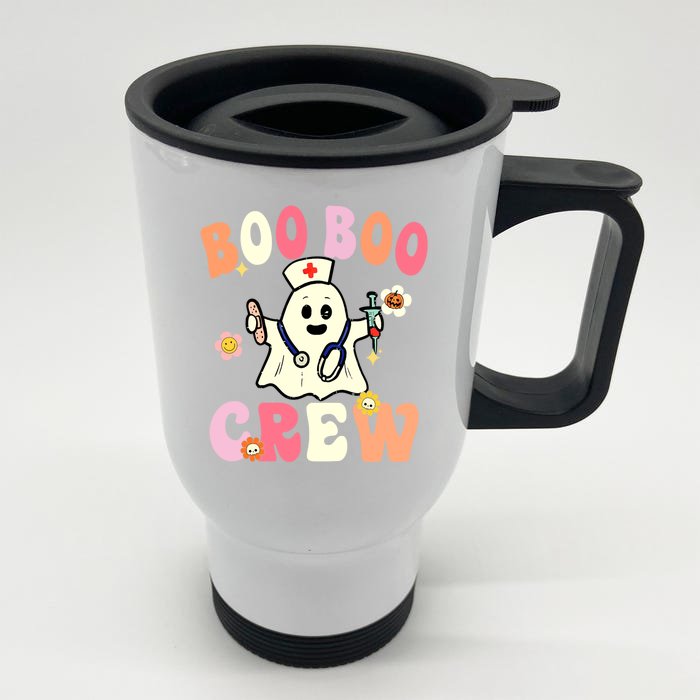 Boo Boo Crew Nurse Ghost Funny Halloween Costume Gift Front & Back Stainless Steel Travel Mug