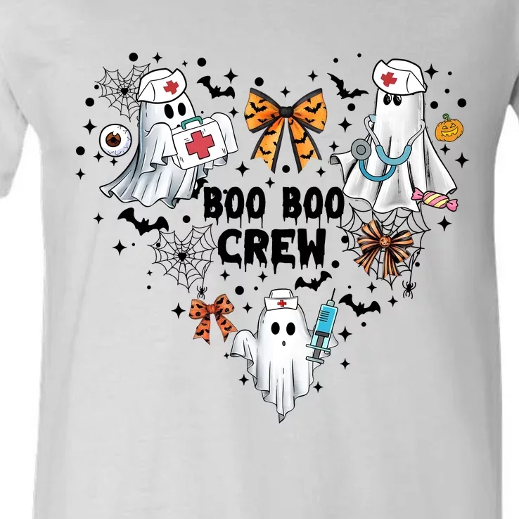 Boo Boo Crew Ghost Nurse Halloween V-Neck T-Shirt