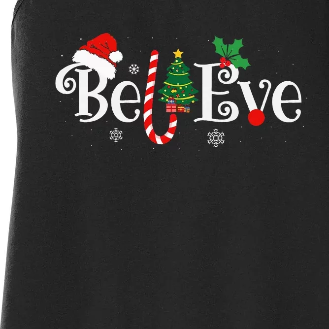 BEST BELIEVE CHRISTMAS PAJAMA EVER Xmas Family Funny Women's Racerback Tank