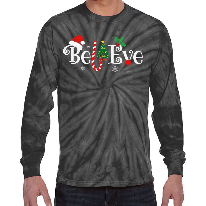 BEST BELIEVE CHRISTMAS PAJAMA EVER Xmas Family Funny Tie-Dye Long Sleeve Shirt