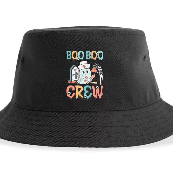 Boo Boo Crew Funny Nursing Ghost Nurse Halloween Sustainable Bucket Hat