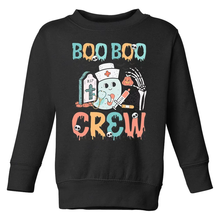 Boo Boo Crew Funny Nursing Ghost Nurse Halloween Toddler Sweatshirt