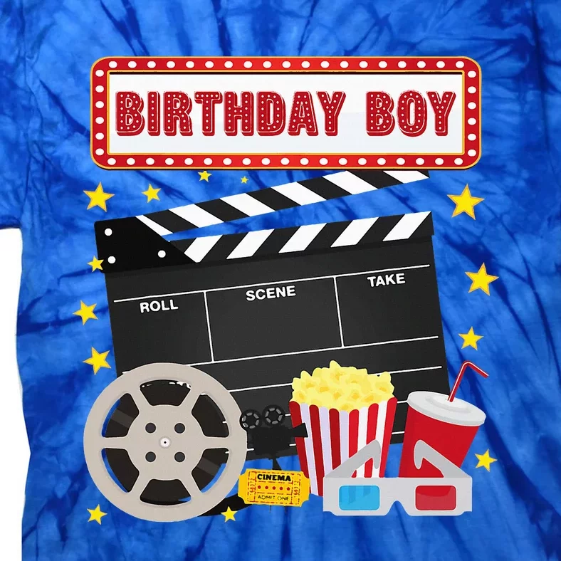 Birthday Boy Crew Movie Night Theme Matching Party Tie-Dye T-Shirt