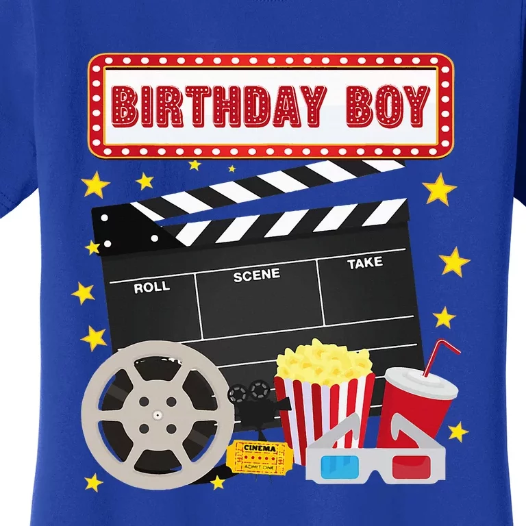 Birthday Boy Crew Movie Night Theme Matching Party Women's T-Shirt