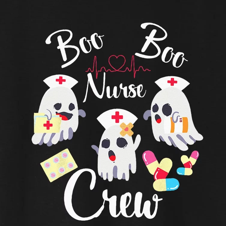 Boo Boo Crew Nurse Ghost Costume Funny Halloween Gift Women's Crop Top Tee