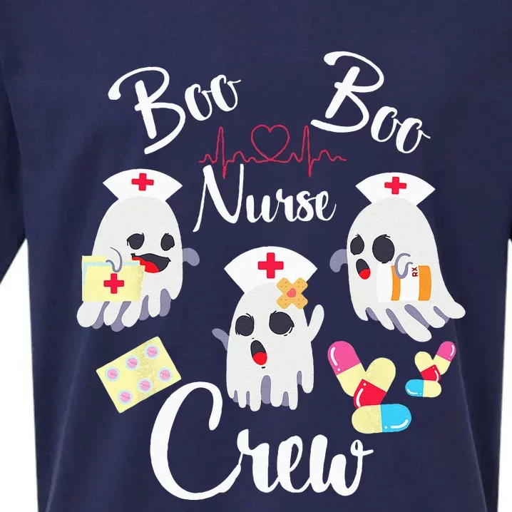 Boo Boo Crew Nurse Ghost Costume Funny Halloween Gift Sueded Cloud Jersey T-Shirt