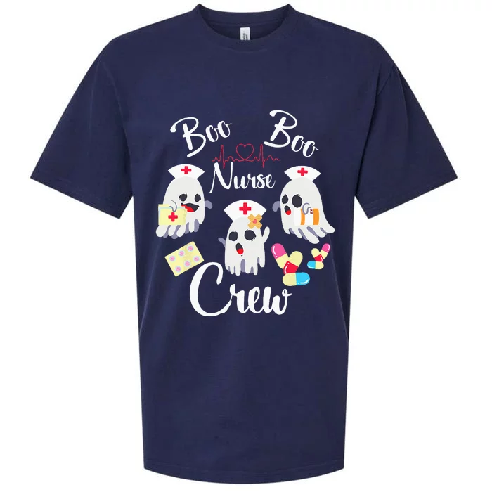 Boo Boo Crew Nurse Ghost Costume Funny Halloween Gift Sueded Cloud Jersey T-Shirt