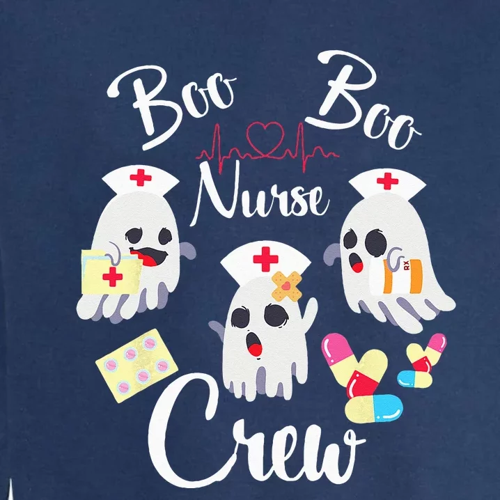 Boo Boo Crew Nurse Ghost Costume Funny Halloween Gift Garment-Dyed Sweatshirt