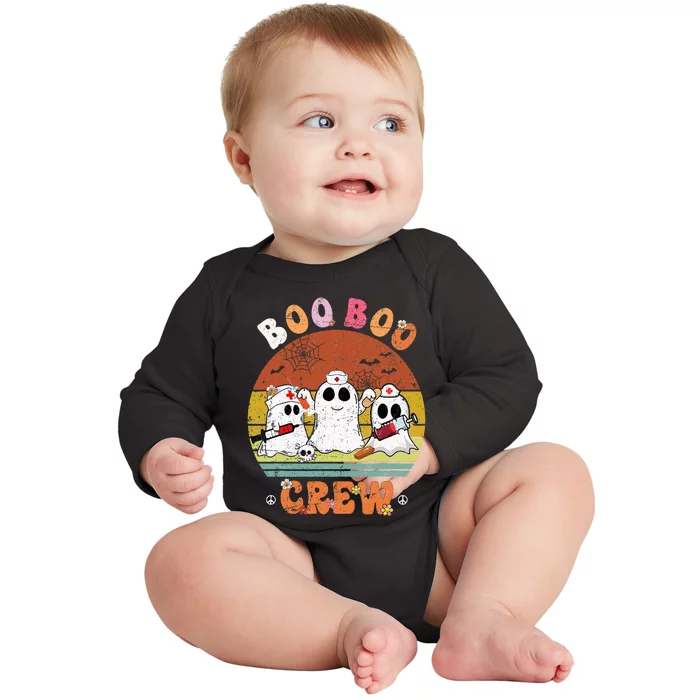 Boo Boo Crew Nurse Ghost Funny Halloween Costume Matching Baby Long Sleeve Bodysuit