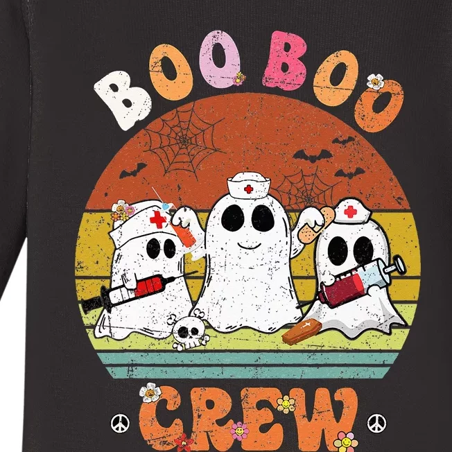 Boo Boo Crew Nurse Ghost Funny Halloween Costume Matching Baby Long Sleeve Bodysuit